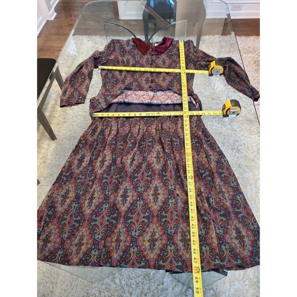 Vintage Kathie Lee Collection Multicolor Rayon Long Sleeve Knee Length Dress L - Picture 10 of 11